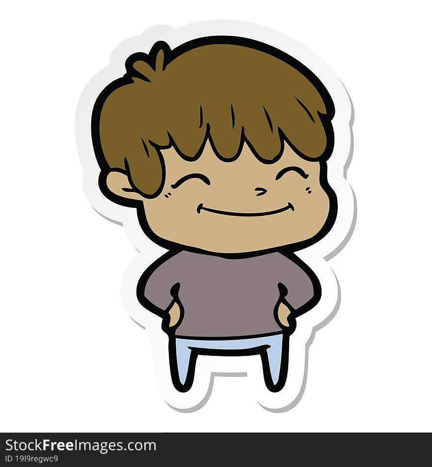 sticker of a happy cartoon boy