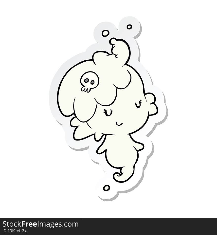 sticker of a cartoon ghost