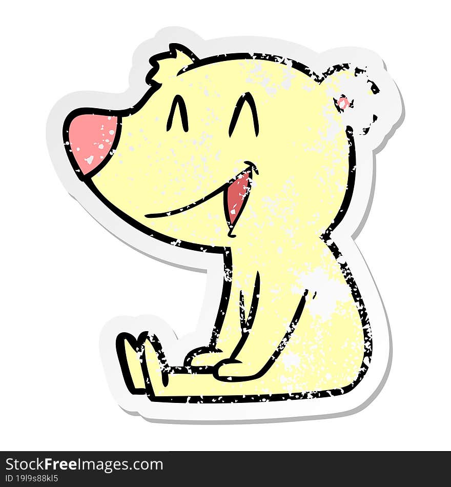 distressed sticker of a sitting bear cartoon