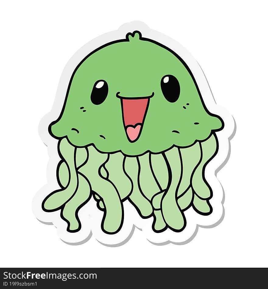 sticker of a cartoon jellyfish