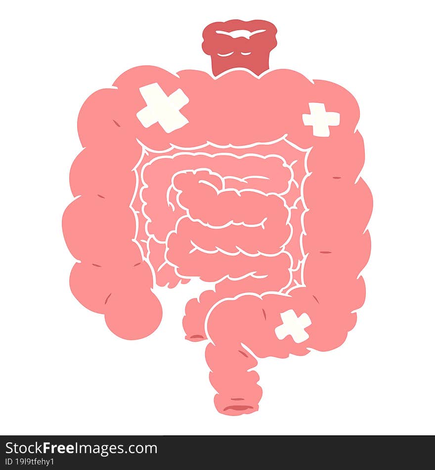 flat color style cartoon repaired intestines