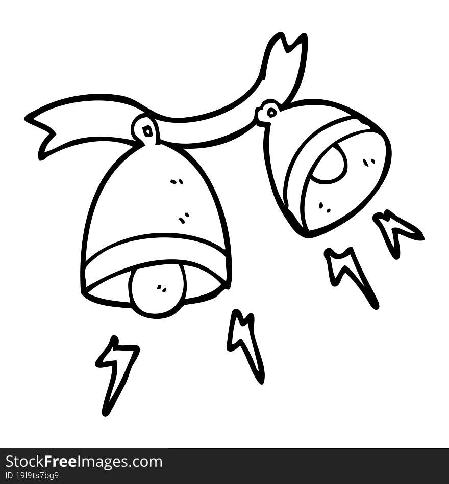 freehand drawn black and white cartoon jingle bells