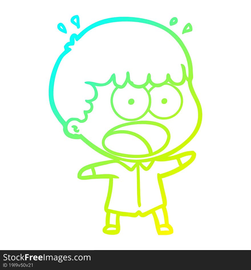 cold gradient line drawing cartoon shocked man