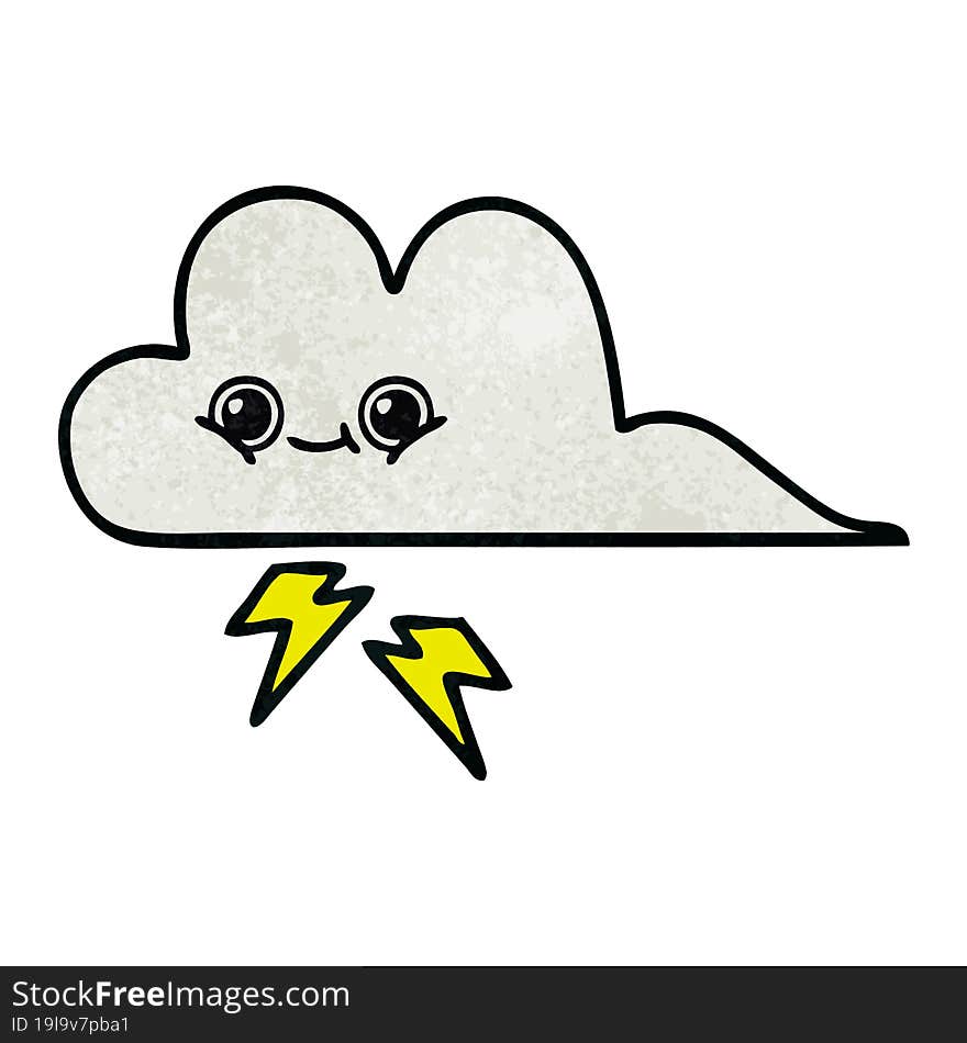 retro grunge texture cartoon of a storm cloud