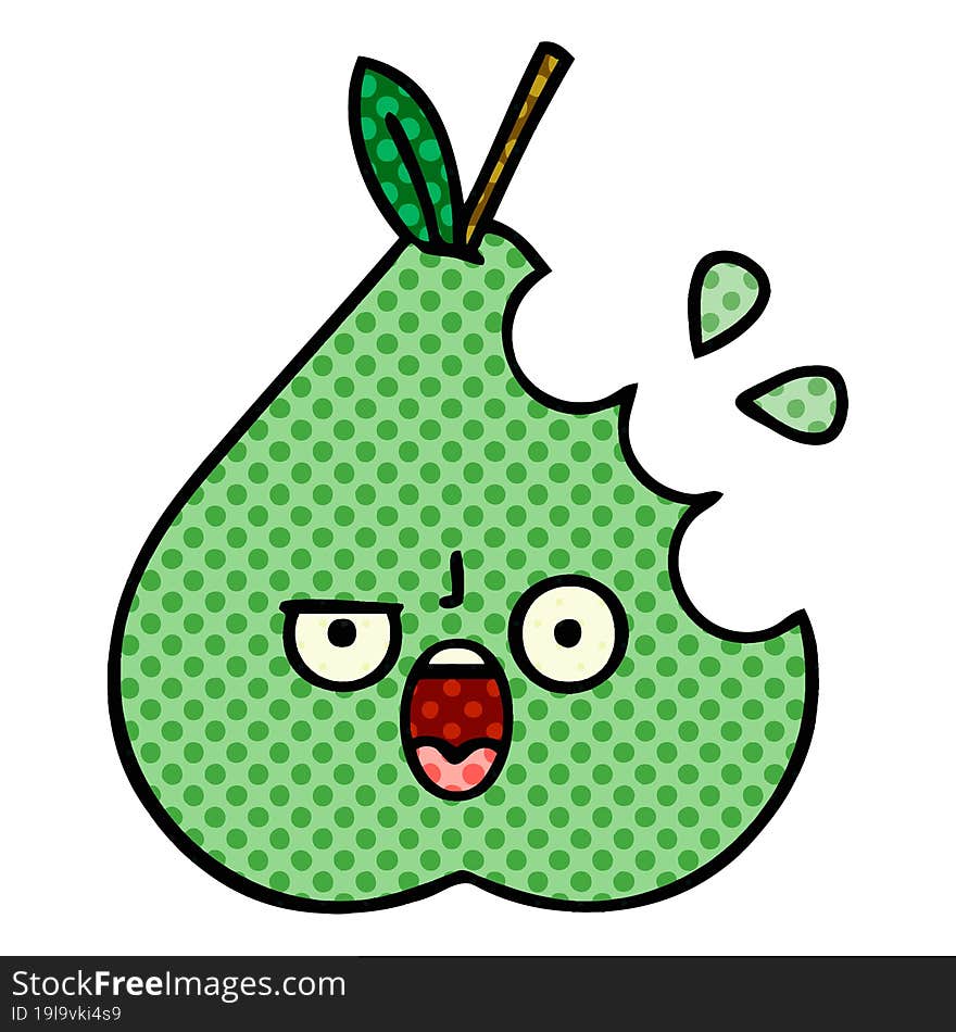 comic book style cartoon green pear