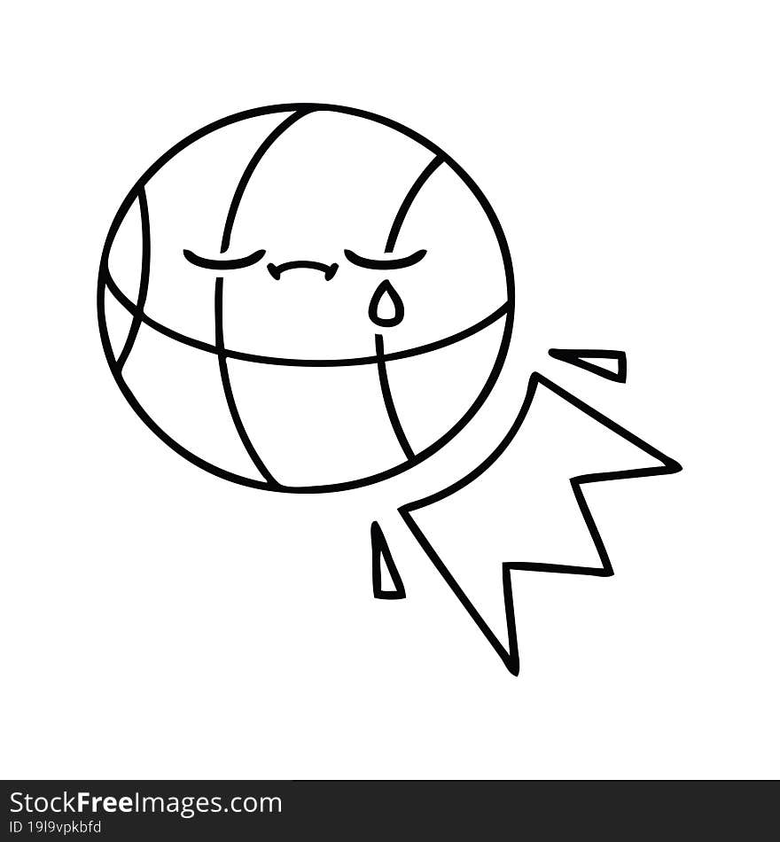 Line Drawing Cartoon Basketball