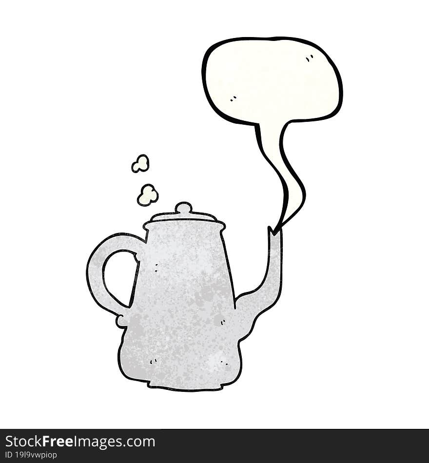 speech bubble textured cartoon steaming coffee pot