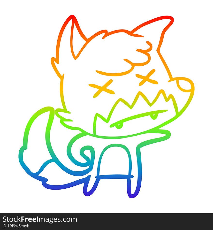 rainbow gradient line drawing cartoon dead fox