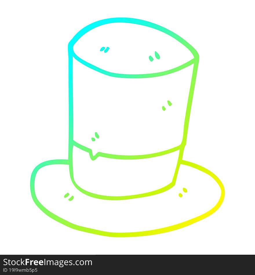 cold gradient line drawing cartoon top hat