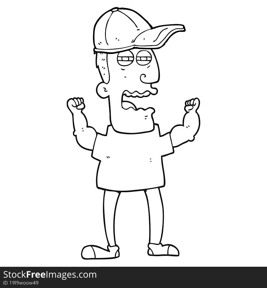 Black And White Cartoon Stressed Man