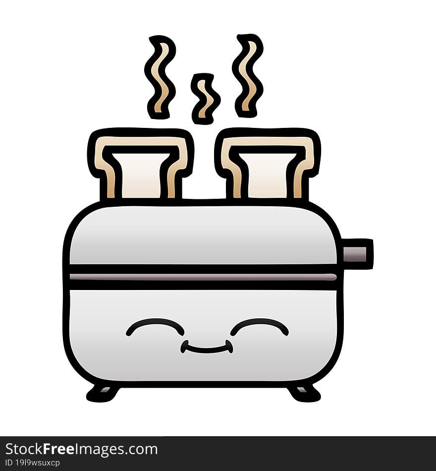 Gradient Shaded Cartoon Of A Toaster