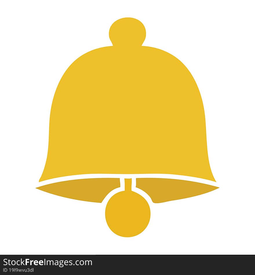 flat color retro cartoon of a brass bell