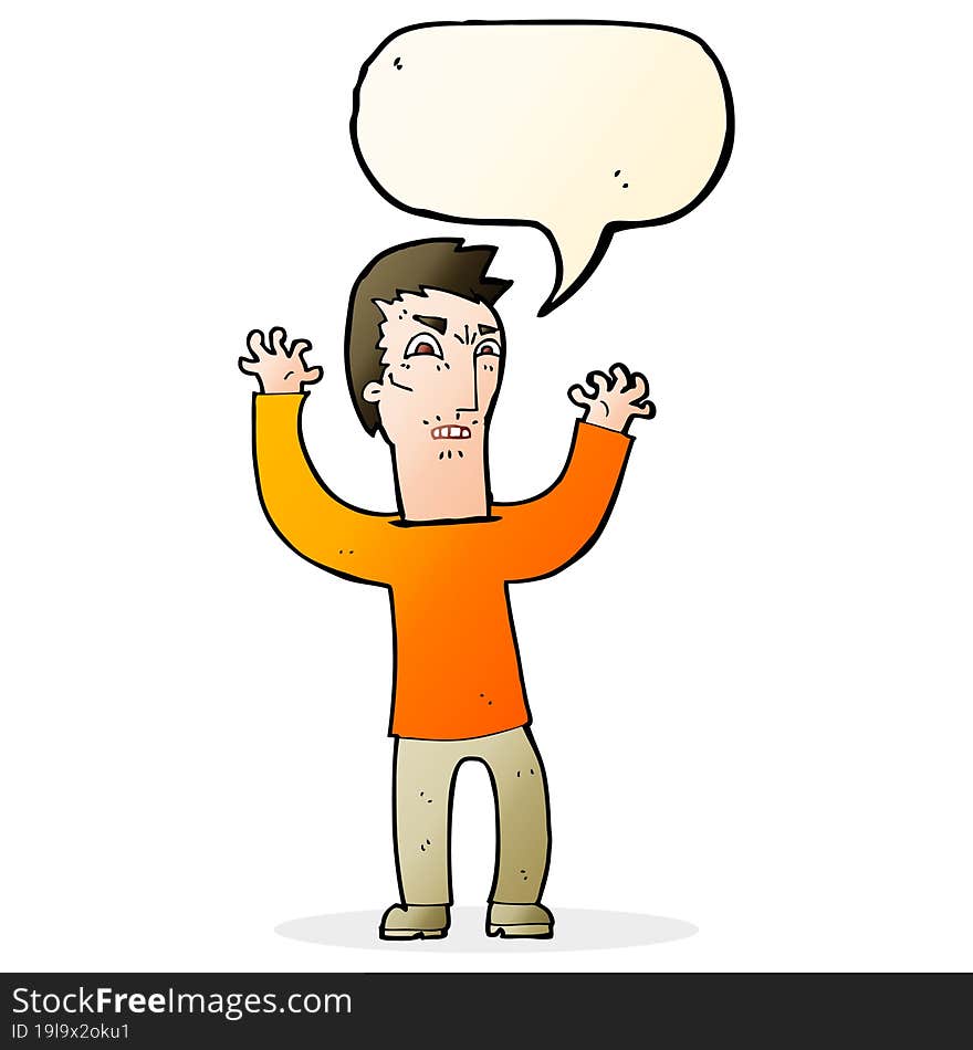 cartoon angry man with speech bubble