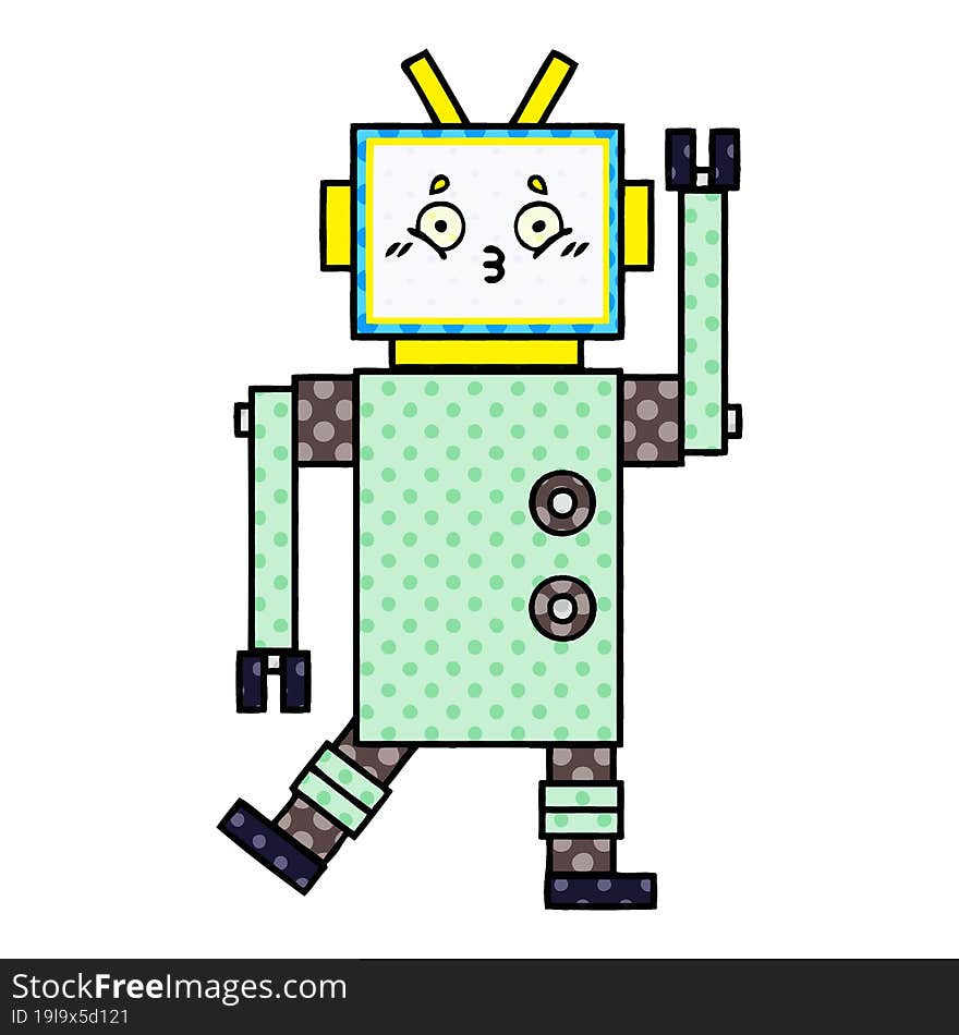 comic book style cartoon robot