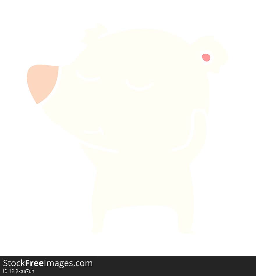 Happy Flat Color Style Cartoon Polar Bear