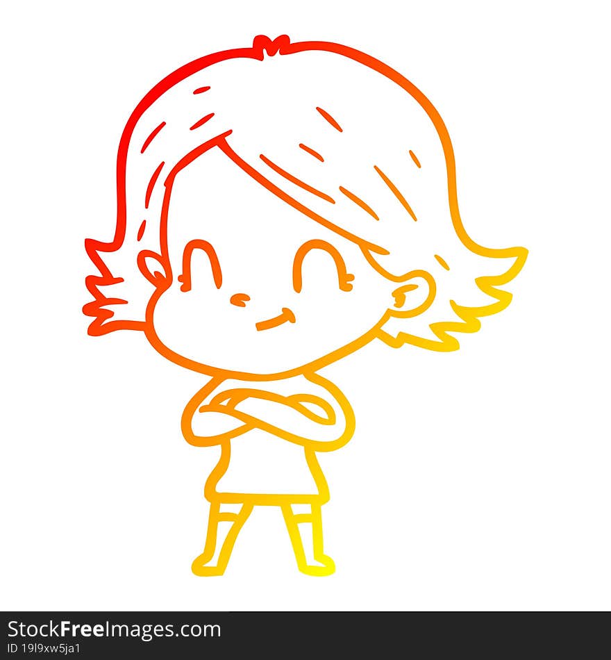 warm gradient line drawing cartoon friendly girl