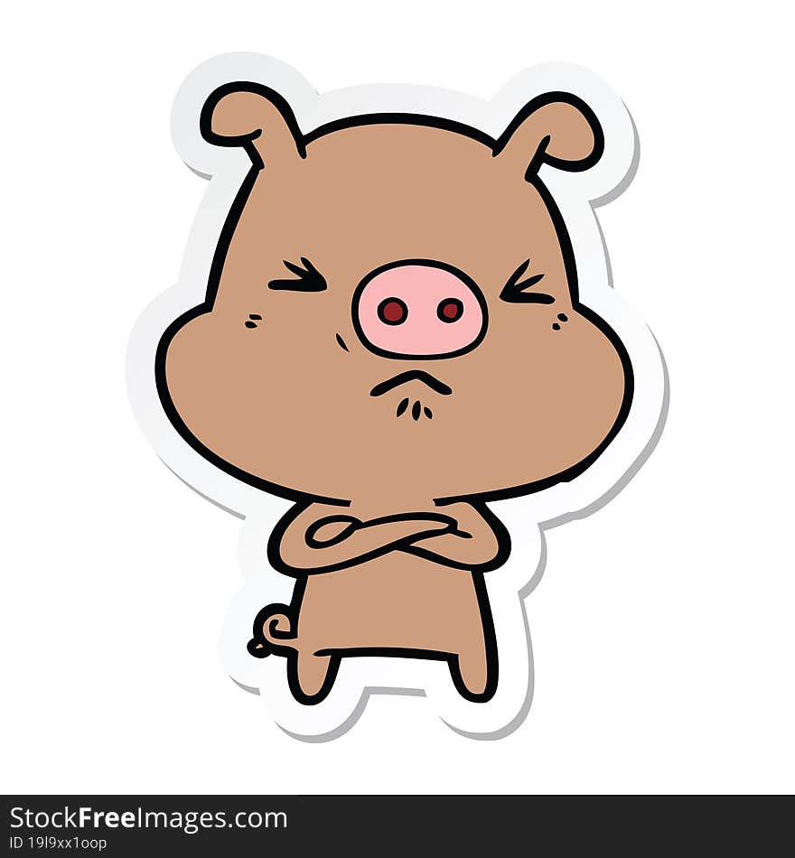 sticker of a cartoon grumpy pig