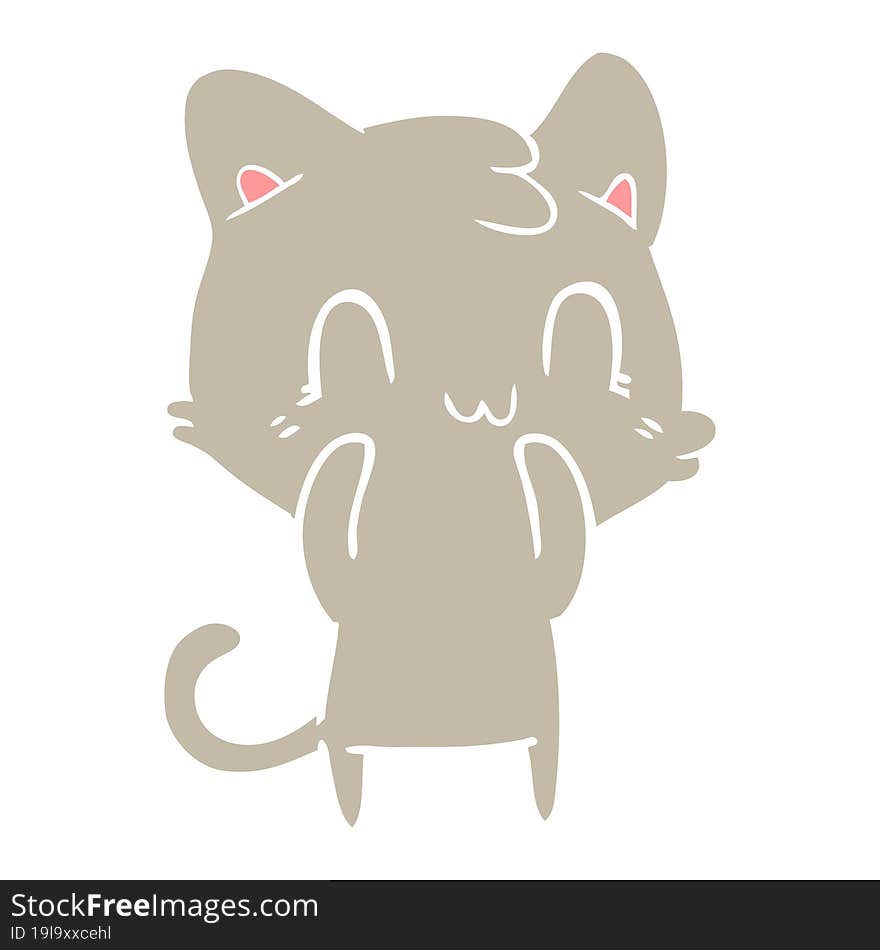 flat color style cartoon happy cat