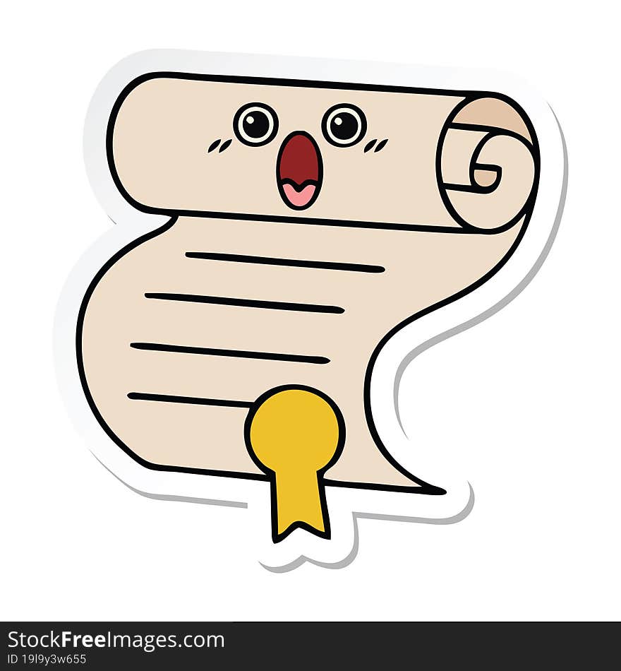 sticker of a cute cartoon contract