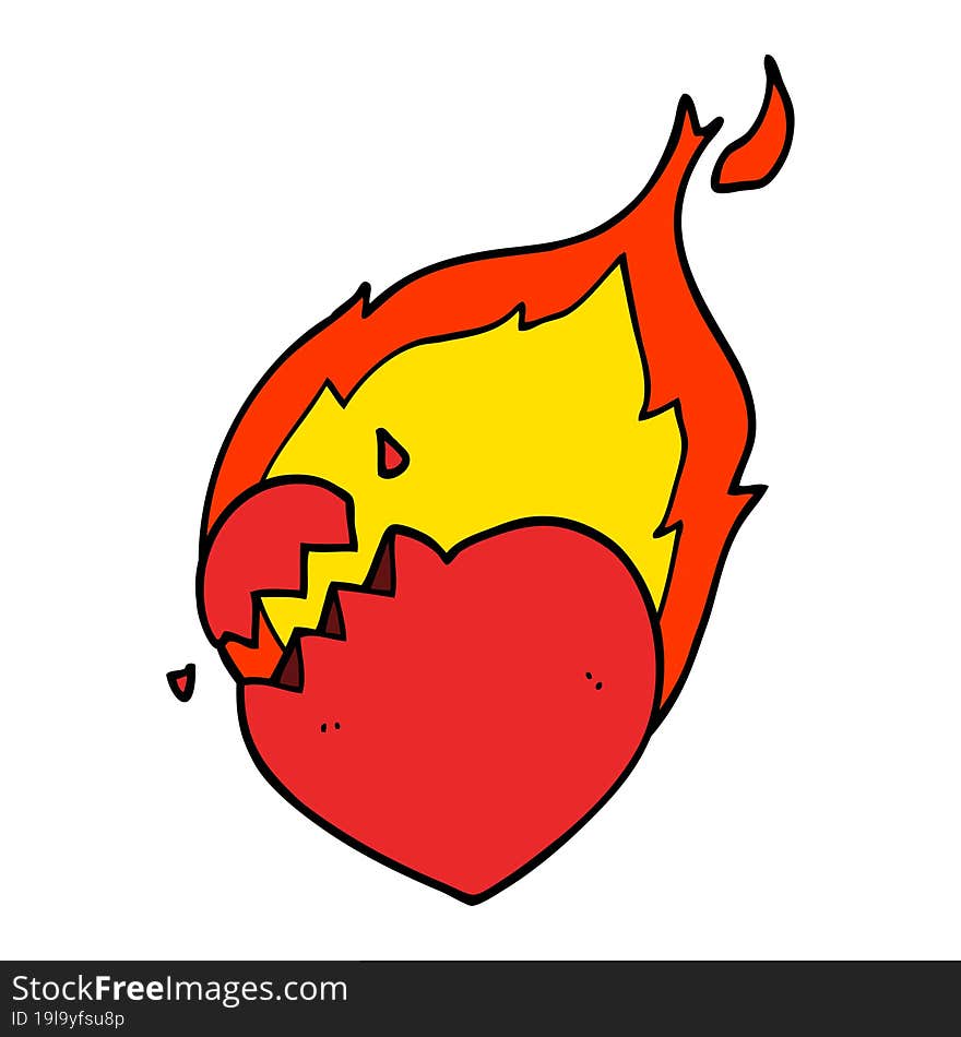 cartoon flaming heart