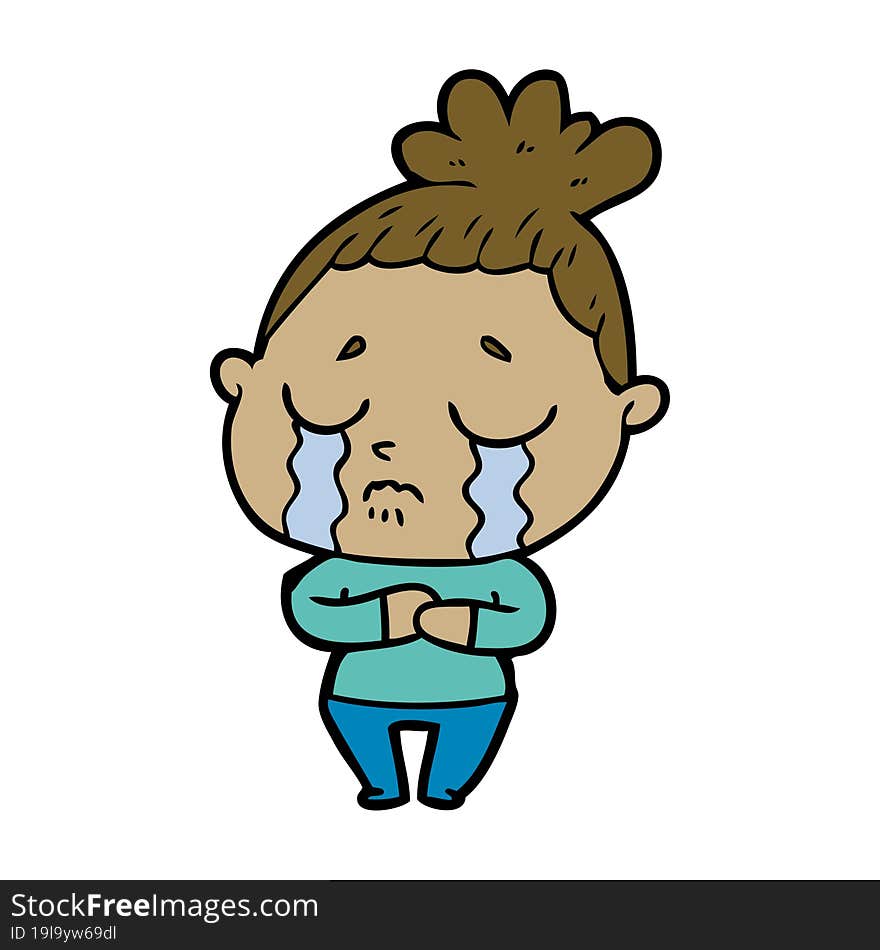 cartoon crying woman. cartoon crying woman