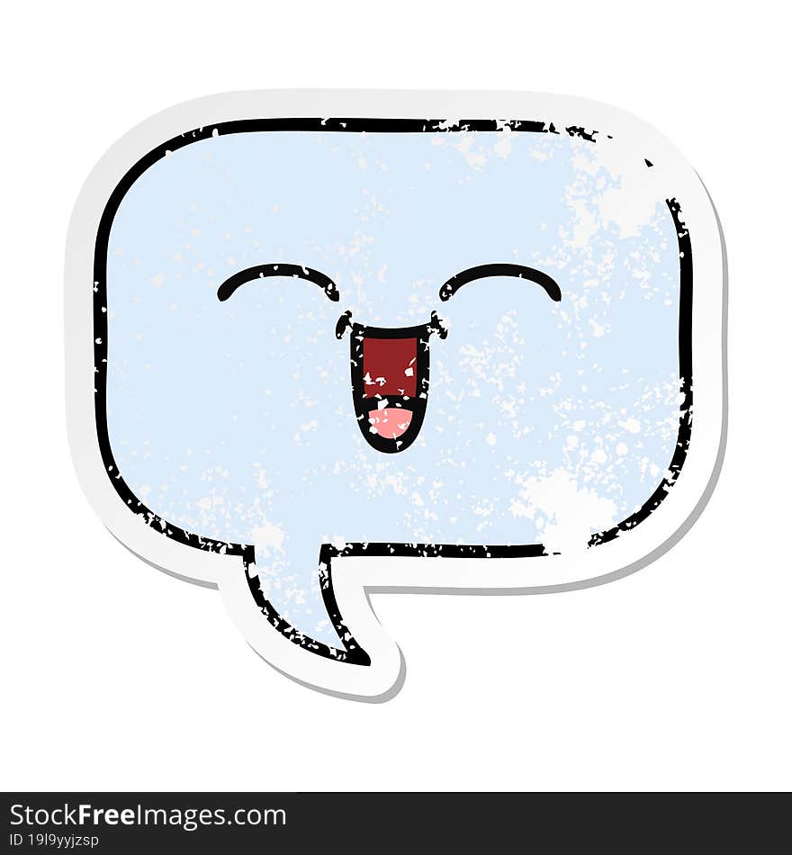 distressed sticker of a cute cartoon speech bubble