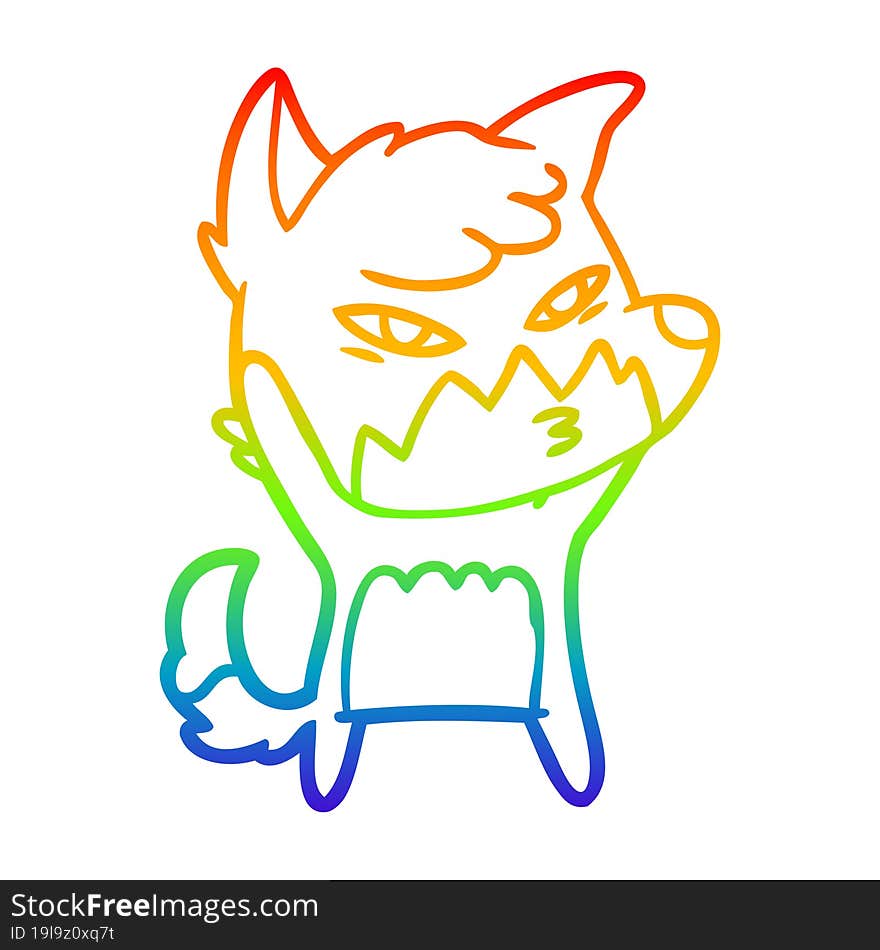 rainbow gradient line drawing clever cartoon fox