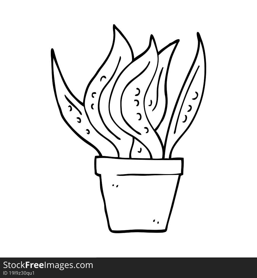 Line Drawing Cartoon House Plant