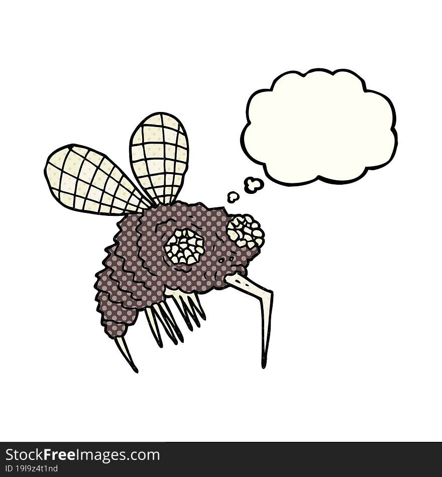 freehand drawn thought bubble cartoon fly