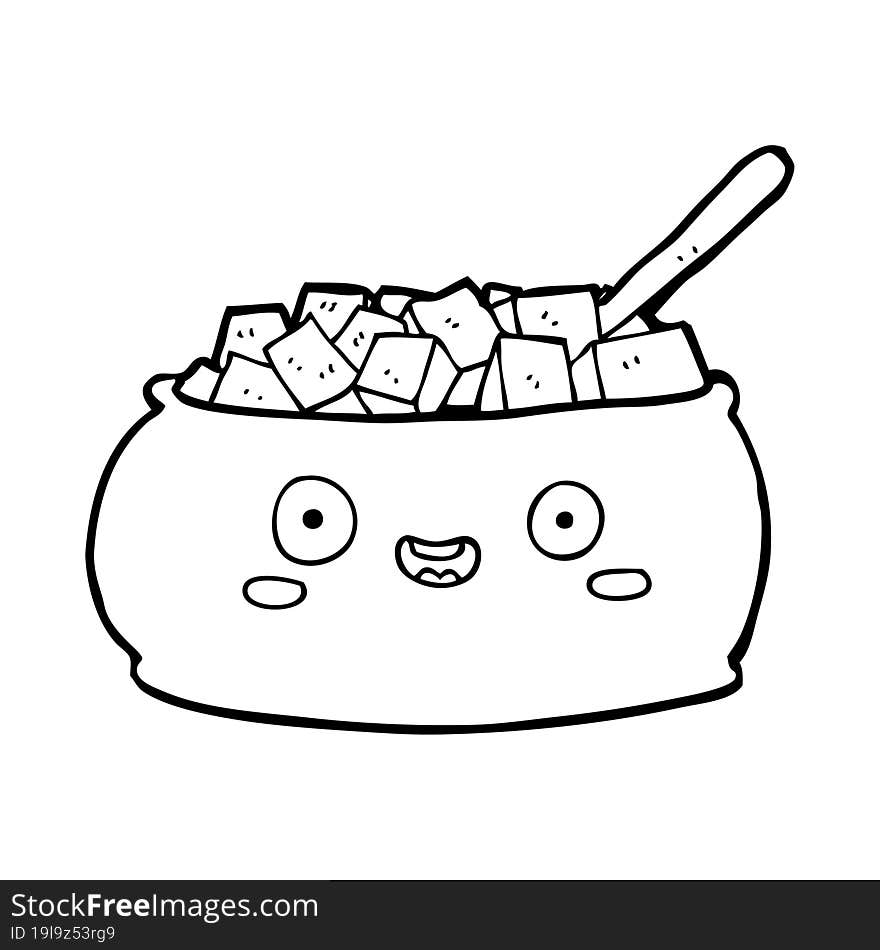 cute cartoon bowl of sugar