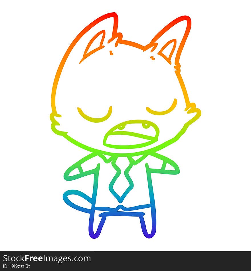 rainbow gradient line drawing talking cat boss