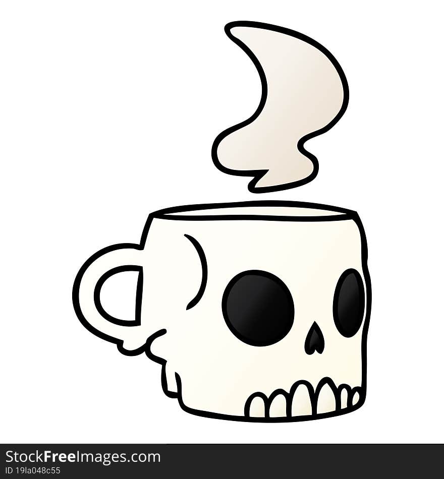 Gradient Cartoon Doodle Of A Skull Mug