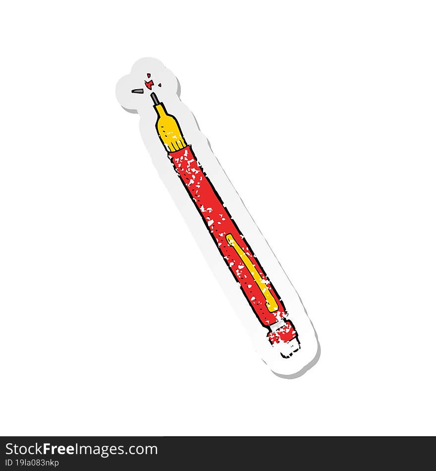 retro distressed sticker of a cartoon pencil