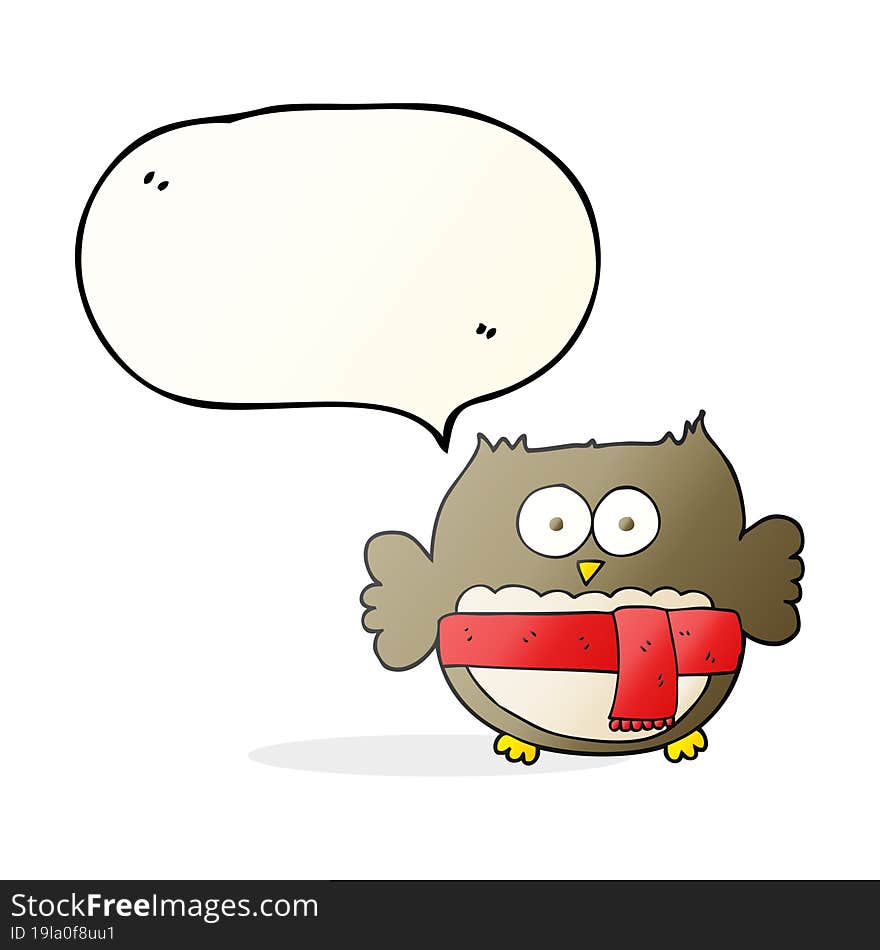 speech bubble cartoon owl wearing scarf