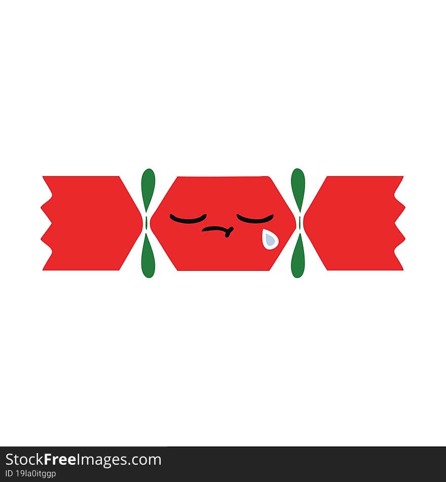 flat color retro cartoon christmas cracker