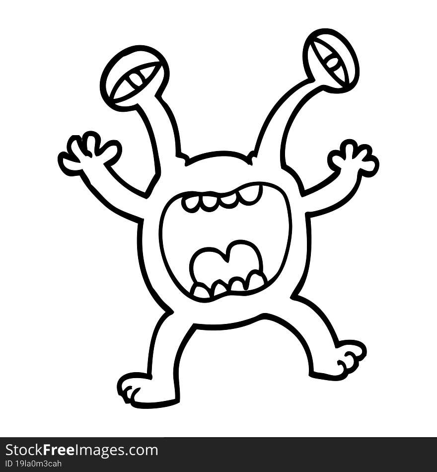 Black And White Cartoon Monster