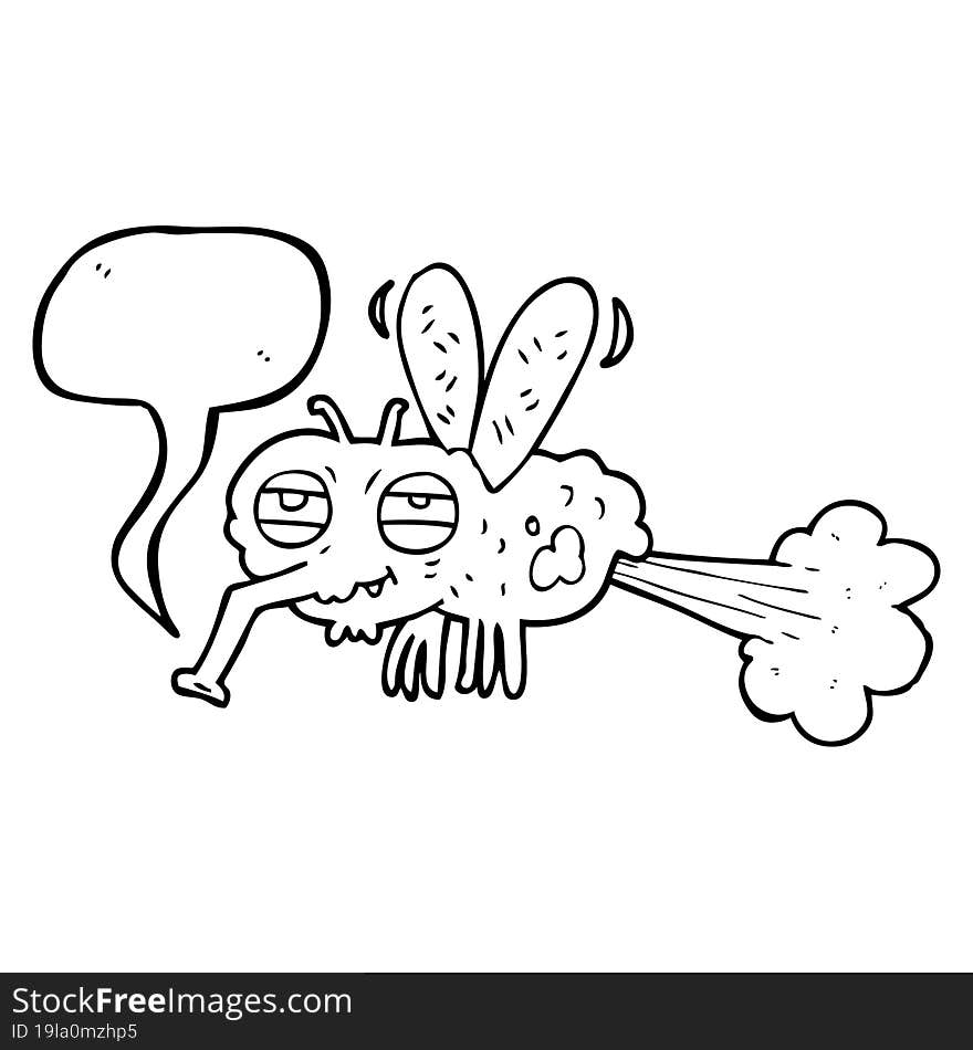 freehand drawn speech bubble cartoon gross farting fly