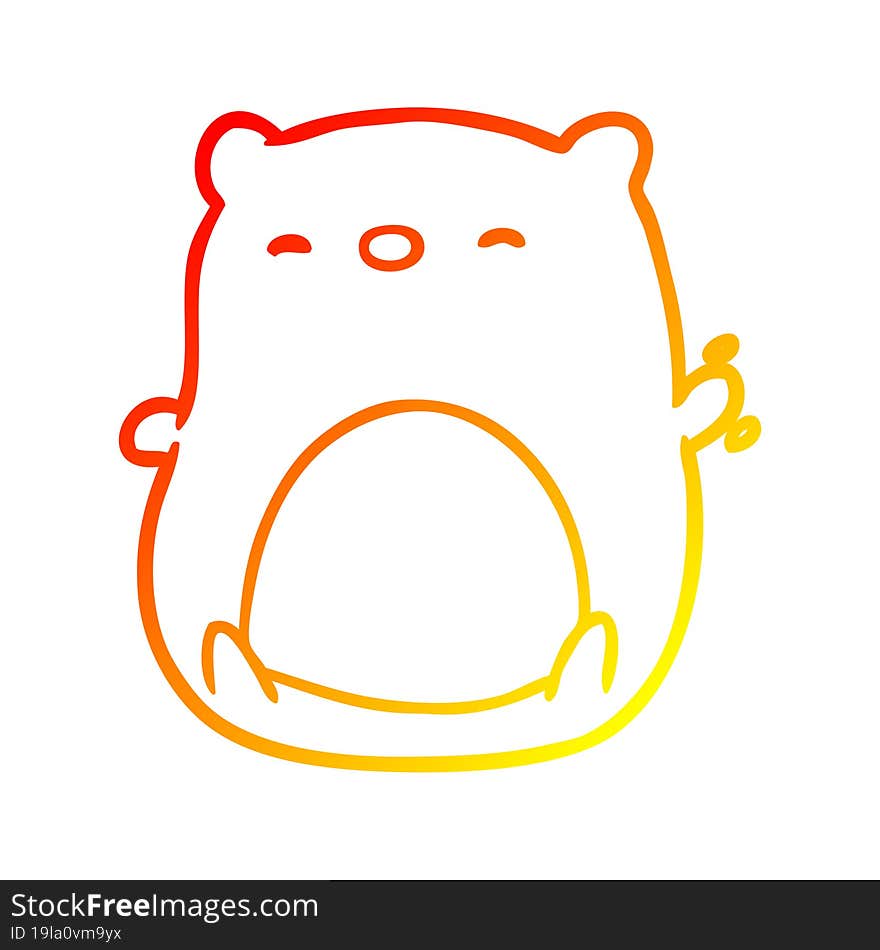 Warm Gradient Line Drawing Cute Polar Bear