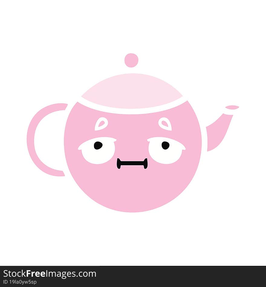 flat color retro cartoon teapot