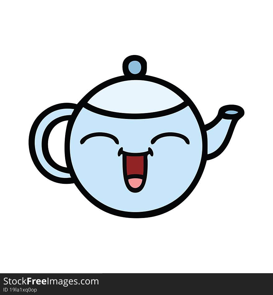 Cute Cartoon Happy Teapot