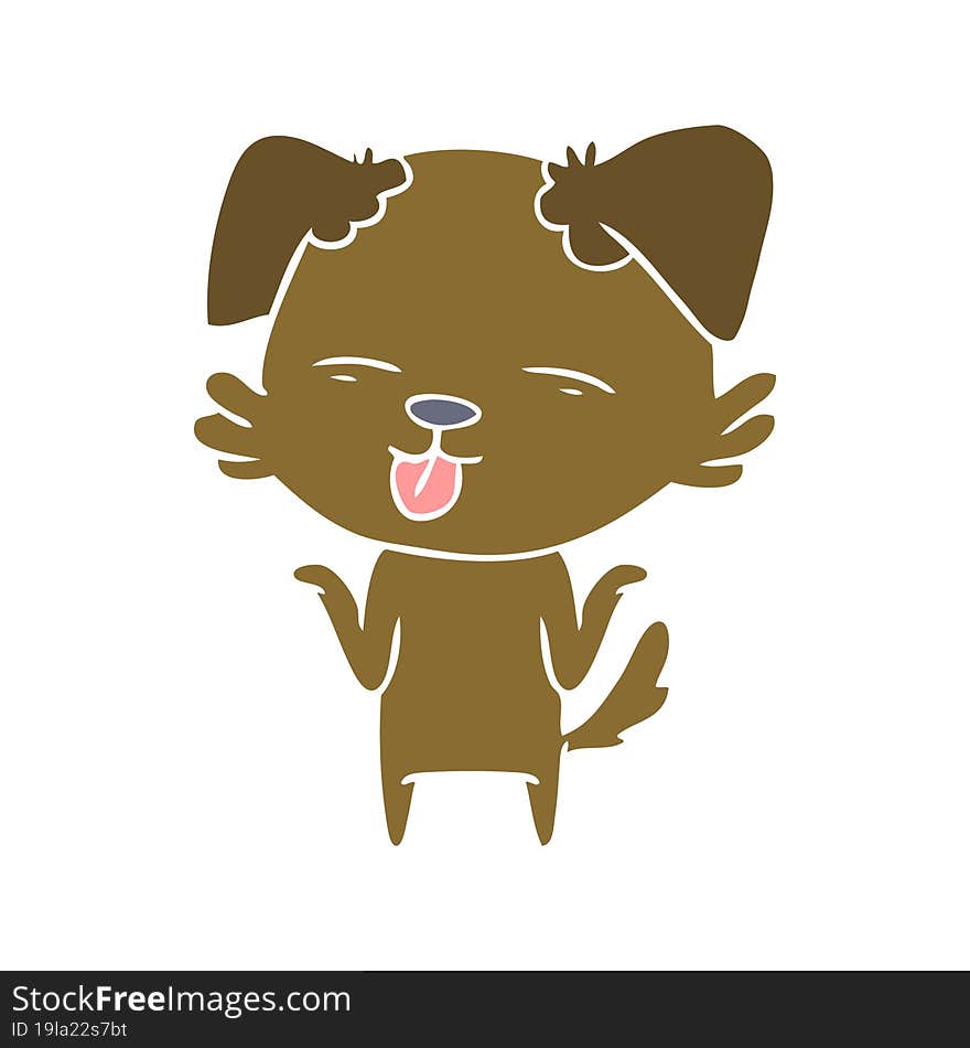 flat color style cartoon dog sticking out tongue