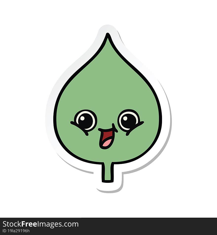 Sticker Of A Cute Cartoon Expressional Leaf