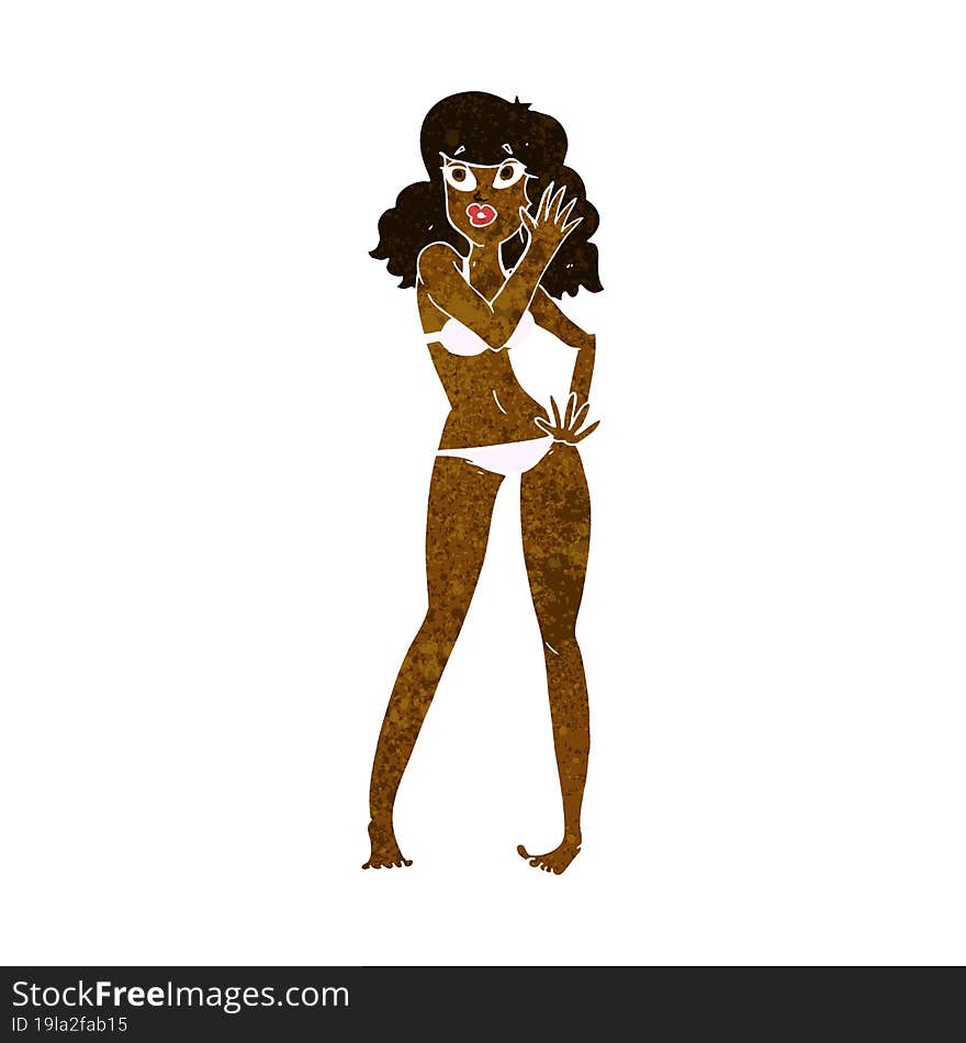 cartoon pretty woman in bikini