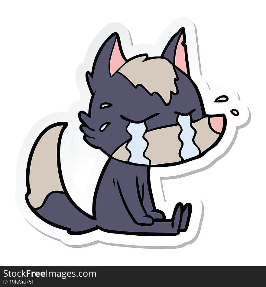 sticker of a cartoon crying wolf