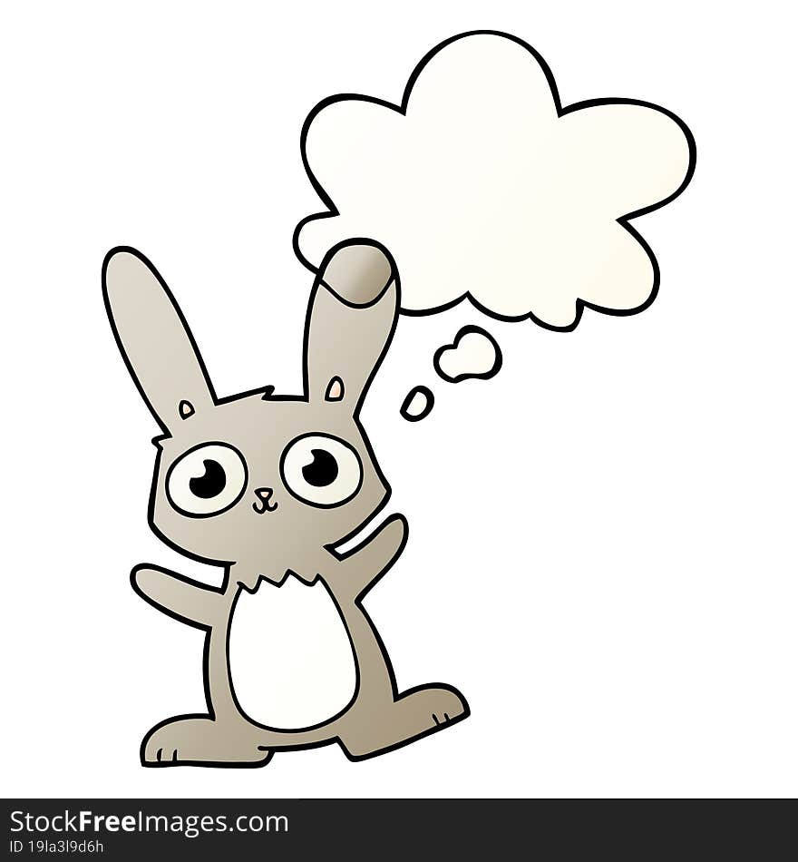 cute cartoon rabbit and thought bubble in smooth gradient style