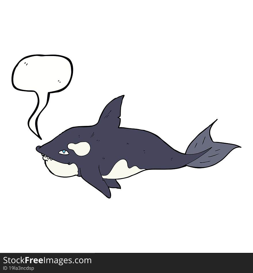 cartoon killer whale with speech bubble