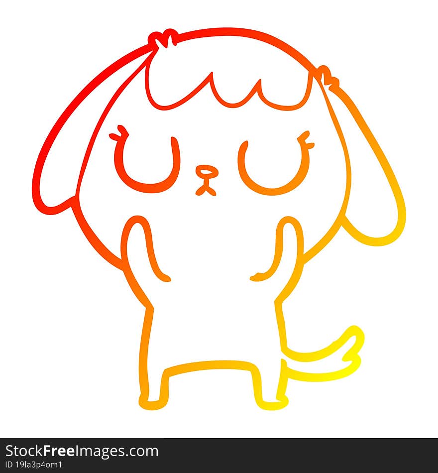 Warm Gradient Line Drawing Cute Cartoon Dog