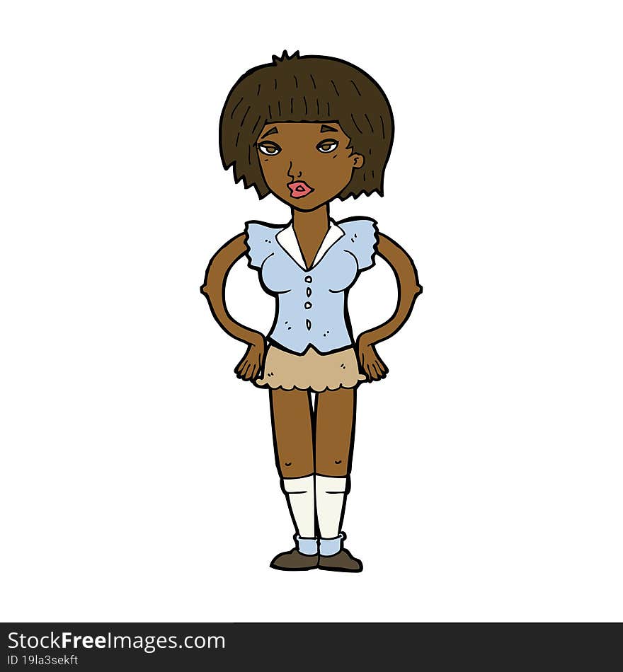 Cartoon Woman With Hands On Hips