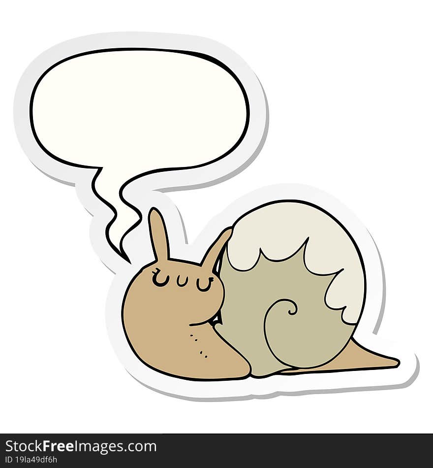 cute cartoon snail with speech bubble sticker