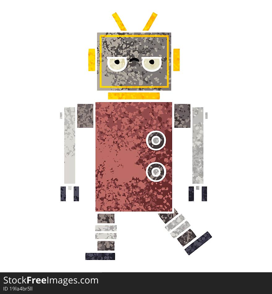 Retro Illustration Style Cartoon Robot